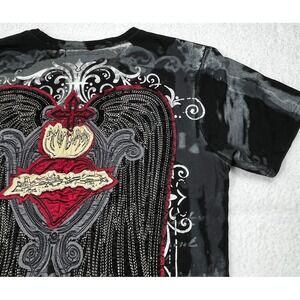 Vintage J. Steger Mens Tshirt Black Short Sleeve Graphic Tee Gothic Cotton Large